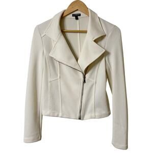 EXPRESS Cream Textured Moto Asymmetrical Zip Jacket | S